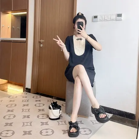 欧洲站轻奢连衣裙女2024夏季新款大码显瘦减龄洋气中长裙大码胖mm图片