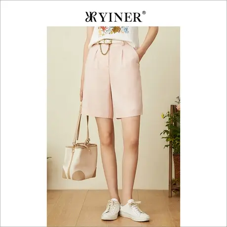 YINER音儿女装夏季直筒休闲西裤女薄款西装短裤图片