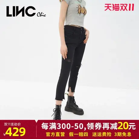商场同款LINC金羽杰2023年秋季新款弹力修身高腰铅笔裤小脚裤女图片