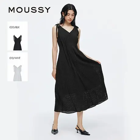 MOUSSY 2025夏季新品法式度假风双系带吊带连衣裙女010IS333-9101图片