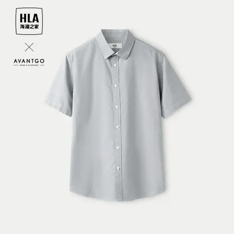 HLA/海澜之家轻商务经典系列短袖衬衫24春夏新款纯棉宽松白衬衣男图片