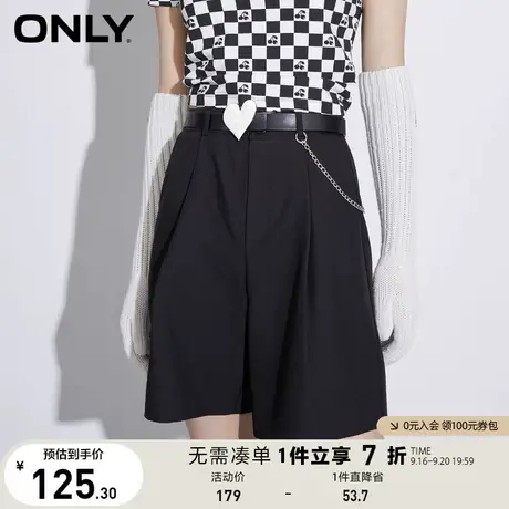 ONLY奥莱夏季高腰直筒舒适通勤压褶短裤休闲裤女图片