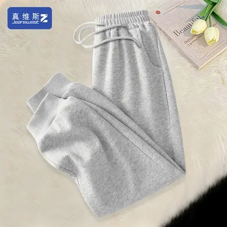 真维斯Z+休闲裤女2024早春新款裤子宽松运动长裤薄款灰色卫裤H图片