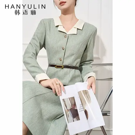法式气质连衣裙2025新款女春装季设计感小众收腰显瘦长袖鱼尾裙子图片