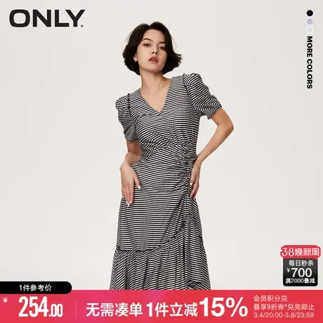 ONLY夏季碎花裙淑女不规则V领短款泡泡袖连衣裙女 |123207148图片