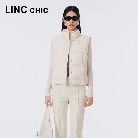 LINCCHIC金羽杰轻暖羽绒马甲女2023年秋季新款立领潮酷短款外套图片