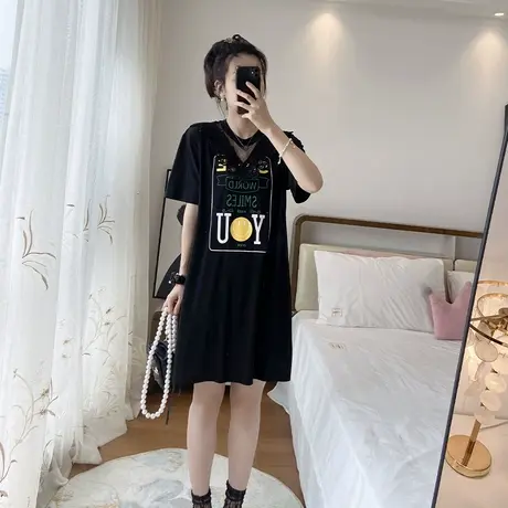减龄时尚女装2022年遮肉微胖女生穿搭夏季炸街连衣裙大码显瘦胖mm图片