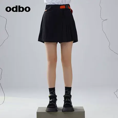 odbo/欧迪比欧高腰显瘦遮肚短款裤裙女2024新款夏季不规则短裤潮图片