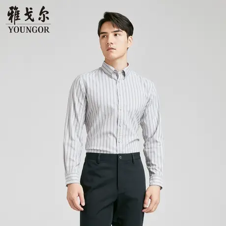 雅戈尔 商场同款男卡其条纹休闲衬衫长袖衬衫YLNX130684YKA图片