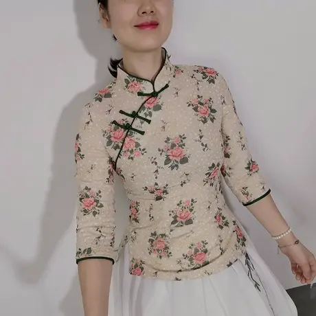 傲雪屋中国风棉麻改良修身显瘦盘扣旗袍上衣中式立领高端唐装女秋图片