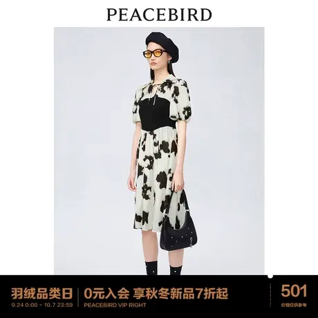 太平鸟2023夏季新款主题纹样收腰连衣裙A1FAC3203图片