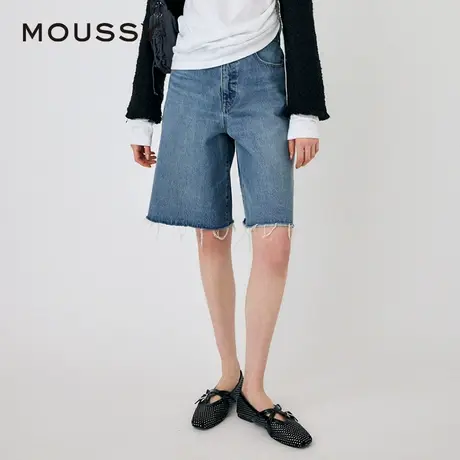 MOUSSY 夏季cleanfit松弛感百慕大牛仔裤毛边五分裤010HSJ11-0060图片