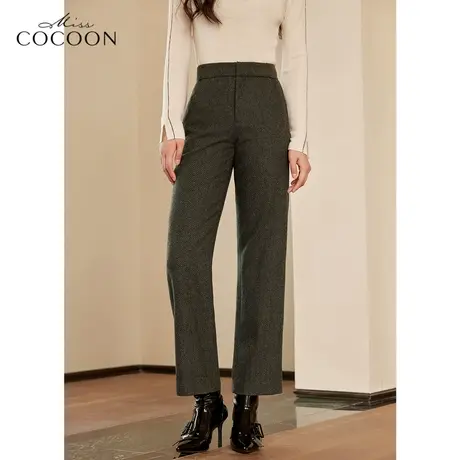 missCOCOON羊毛西装裤女2023新款春秋高腰显瘦复古休闲长直筒裤子图片