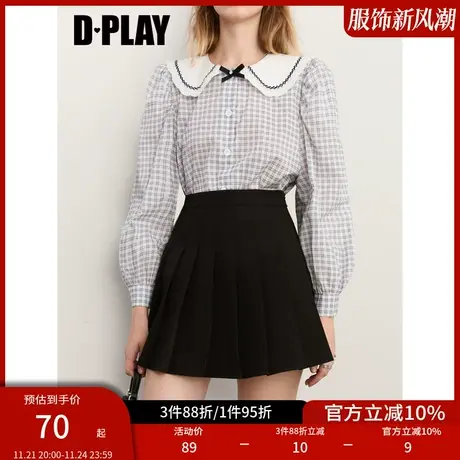 DPLAY【惠品】2025年春季学院风半身裙白色高腰短裙黑色百褶裙女图片