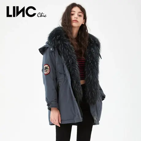 LINC金羽杰羽绒服女2023新款毛领女款羽绒派克服反季专柜断码清仓图片