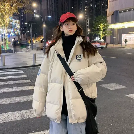 唐狮冬款羽绒服连帽女工装风时尚加厚保暖潮流外套冲锋冬装女图片