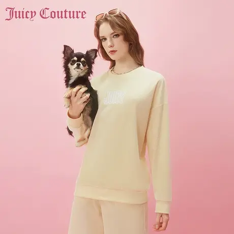 Juicy Couture橘滋春夏新款卫衣长袖毛巾布圆领卫衣商务通勤女图片