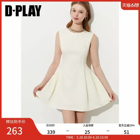 DPLAY2025年夏季新款白色连衣裙女复古时尚短款裙子短裙小白裙图片