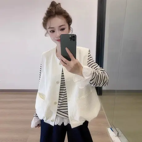 韩版休闲马甲女2025春夏季新款外穿坎肩上衣宽松时尚背心马夹外套图片
