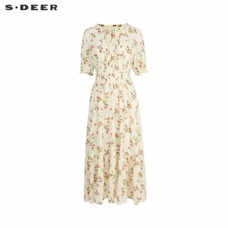 sdeer圣迪奥女装25年新品田园风印花吊带两件套连衣裙S252Z1282图片