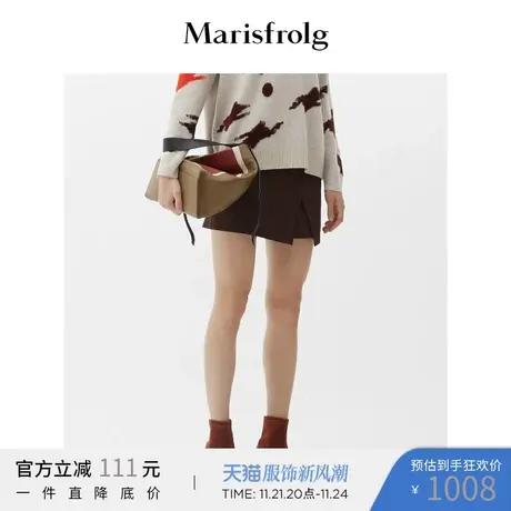 Marisfrolg玛丝菲尔女装2020年冬季新款高腰显瘦短款裤子休闲裤图片
