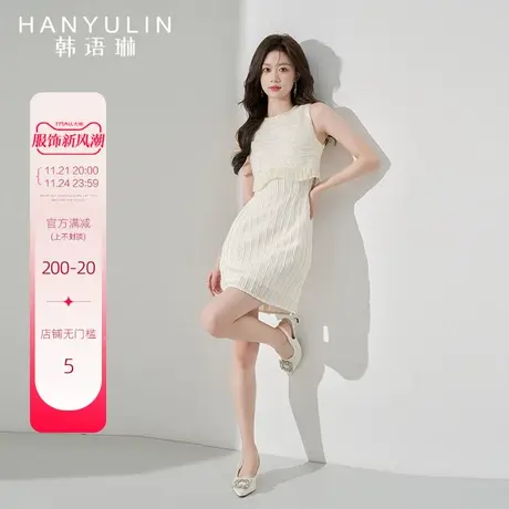 韩语琳法式连衣裙女夏季2025新款漂亮气质显瘦高级感短款修身裙子图片