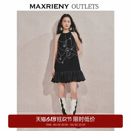 【奥莱】MAXRIENY少女感挂脖小A裙钻链连衣裙图片