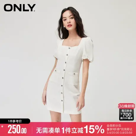 ONLY秋季法式方领收腰显瘦短裙性感连衣裙女|123207060图片