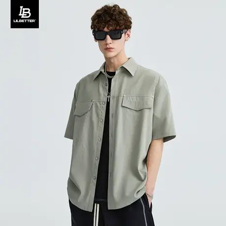 Lilbetter衬衫男高级感衬衣男士港风痞帅寸衫夏季短袖外套上衣潮图片