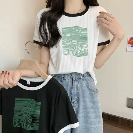 短袖T恤女2024新款夏季百搭韩版宽松设计感小众打底衫短款上衣潮图片