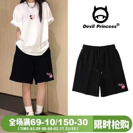 vibe甜酷风高腰显瘦宽松休闲短裤女oversize街头风ins潮牌五分裤图片