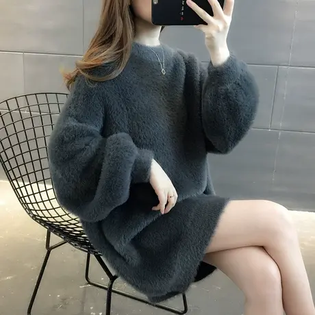 女装2024年新款秋冬季冬装女士水貂绒毛衣裙加厚宽松打底衫中长款图片