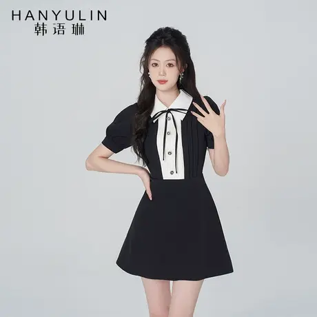 韩语琳法式连衣裙女夏季2024新款网红爆款漂亮气质夏收腰显瘦裙子图片