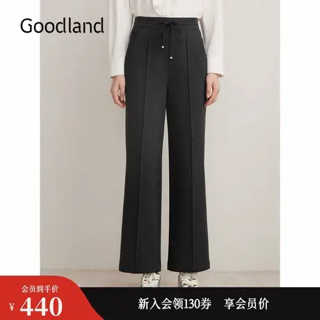 【格雷系】Goodland美地2024冬季新款弹力长裤直筒抽绳休闲裤图片