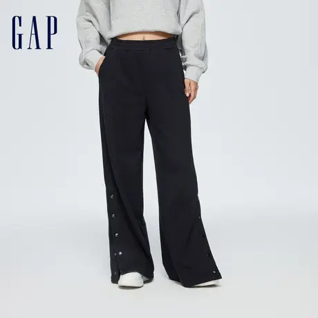 Gap女装春季2024新款时尚高腰针织阔腿裤按扣开合运动卫裤876143图片