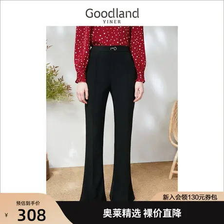 音儿美地女装2023春季新款通勤修身高腰羊毛喇叭裤休闲裤图片