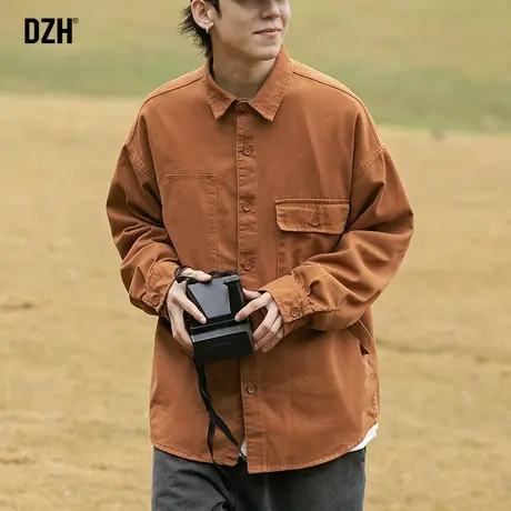 男士纯棉长袖衬衫男潮牌韩版宽松休闲衬衣2023年新款春秋外套男装图片