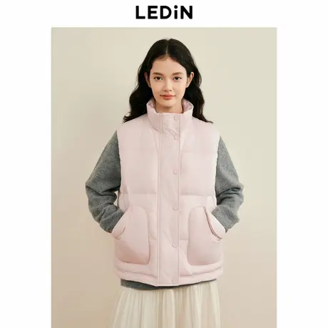 乐町立领面包羽绒马夹女冬季新款简约轻柔好穿背心羽绒服图片