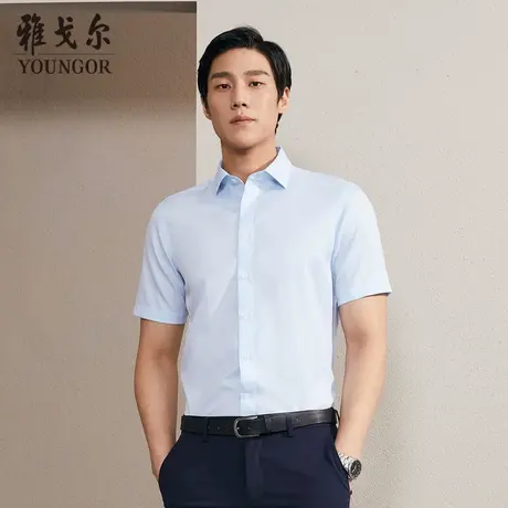 雅戈尔奥莱 男装短袖衬衫新款商务休闲棉弹DP免烫衬衣商品大图