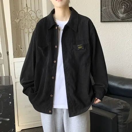 灯芯绒长袖衬衫男秋季日系cityboy廓形外套春秋款高级感痞帅衬衣图片