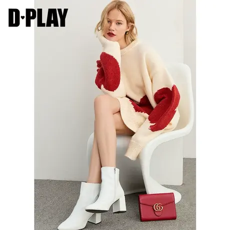DPLAY2021秋新ins爱心毛衣慵懒风休闲针织长袖套头衫图片
