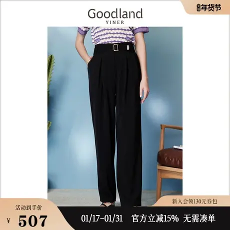 配送腰带Goodland美地女装2023夏季聚酯纤维哈伦裤休闲裤商品大图