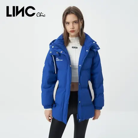 LINC金羽杰2023冬新款复古学院围裹感反季断码女款中长款羽绒服女图片