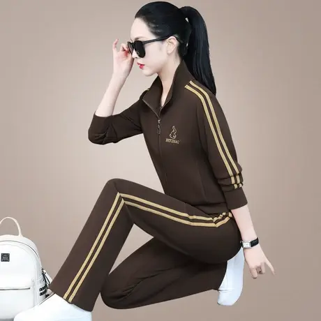 立领半拉链运动卫衣套装女春秋款流行的洋气显瘦休闲服跑步两件套图片