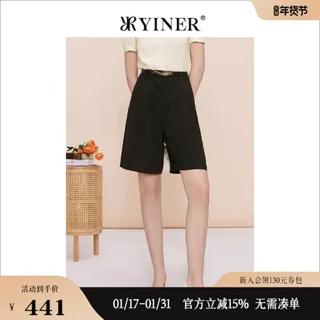 YINER音儿专选女装夏季时尚通勤直筒休闲五分裤短裤商品大图