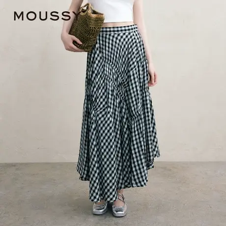 MOUSSY 夏季文艺感不规则格纹半身裙女028ISA30-3021图片