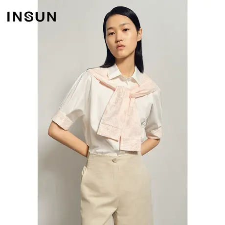 INSUN恩裳夏季假两件拼接衬衫图片