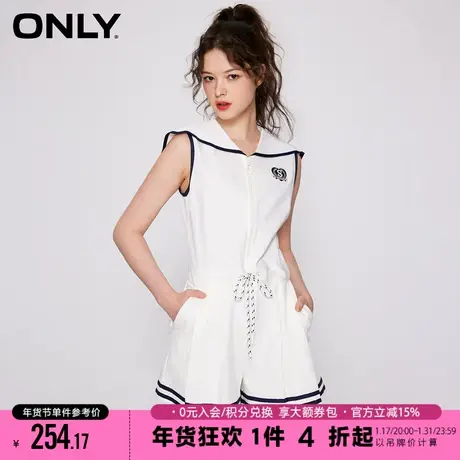 ONLY2023冬季新款海军风弹力刺绣高腰连体短裤休闲裤女|123178003图片