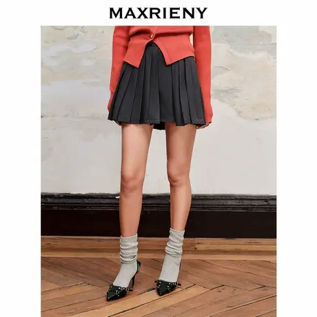 【奥莱】MAXRIENY复古学院风百褶短裙半身裙子图片