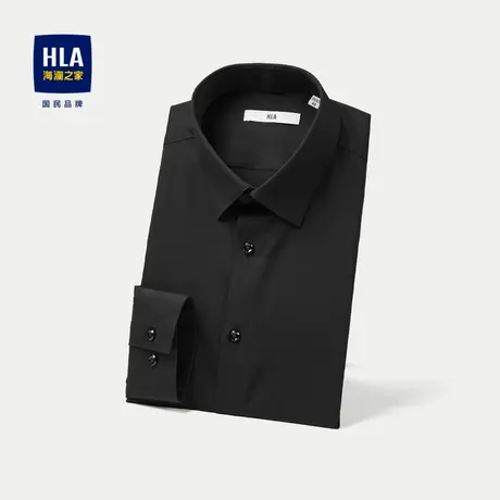 HLA/海澜之家舒微弹长袖正装衬衫2024春夏新款尖领时尚黑衬衣男图片